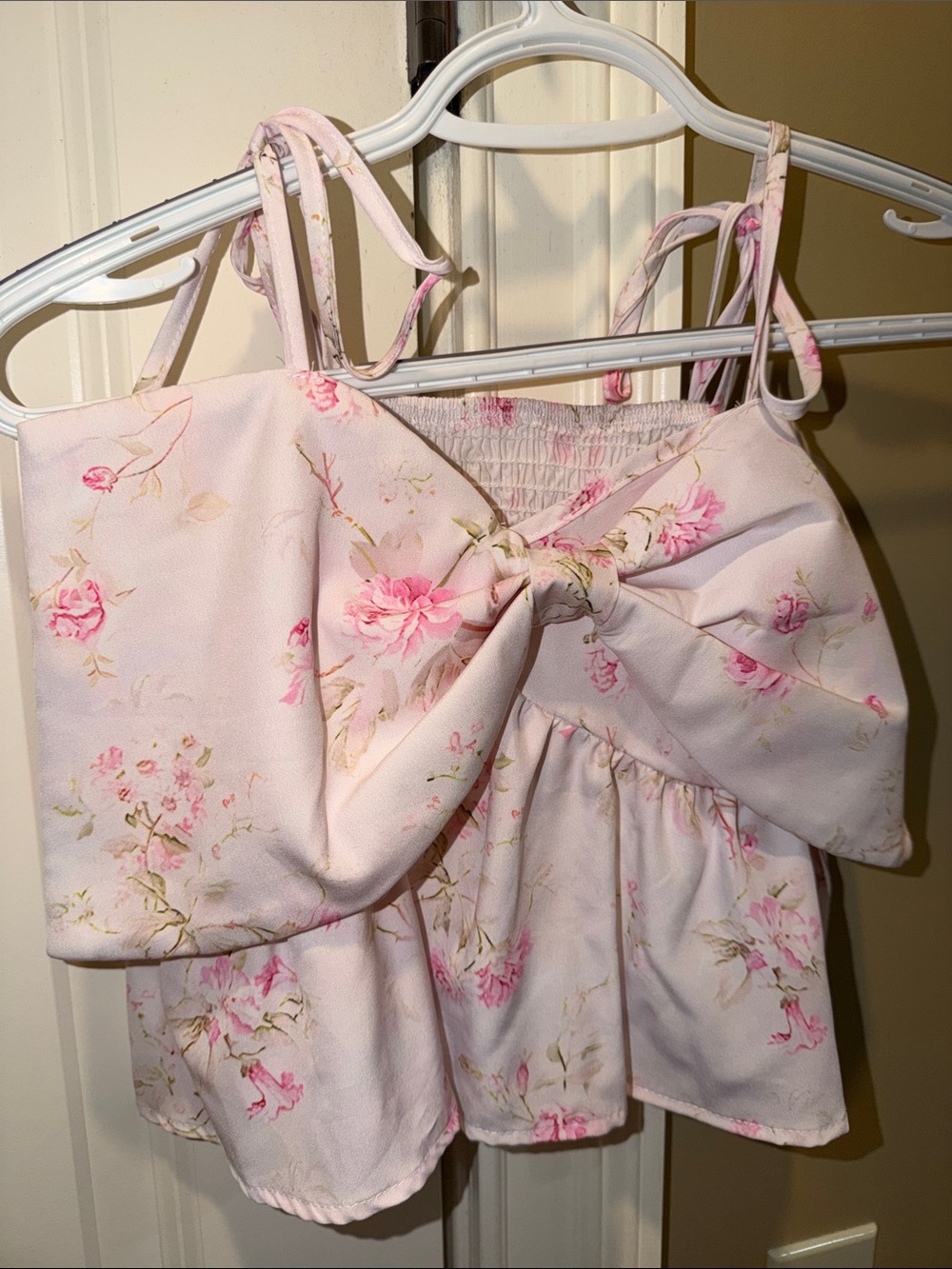 Pink Floral Bow Front Tank Top